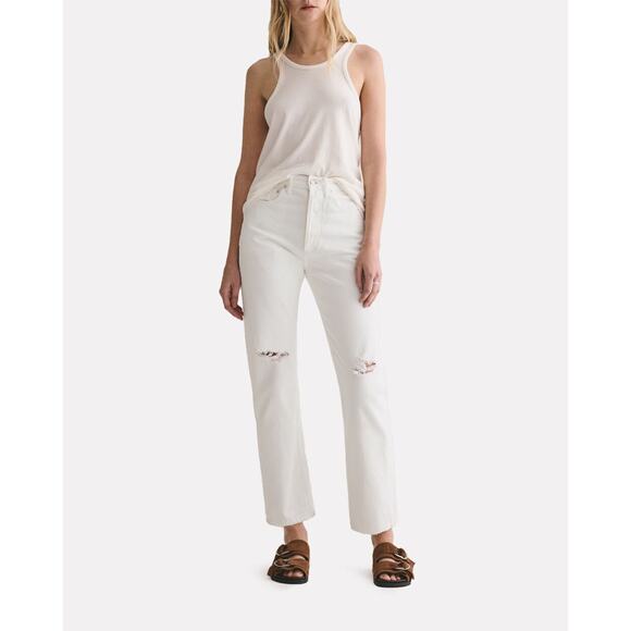 AGOLDE 90s Loose Distressed Jeans White - Picture 1 of 7